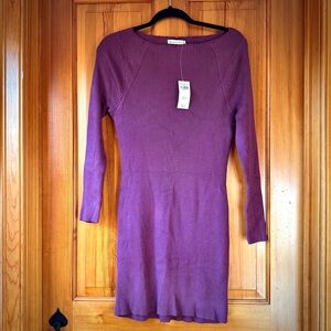 NWT Abercrombie and Fitch Long Sleeve Ribbed Sweater Dress in Magenta/Purple